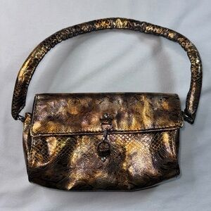 Elegant Metallic Snake Print Women's Bag